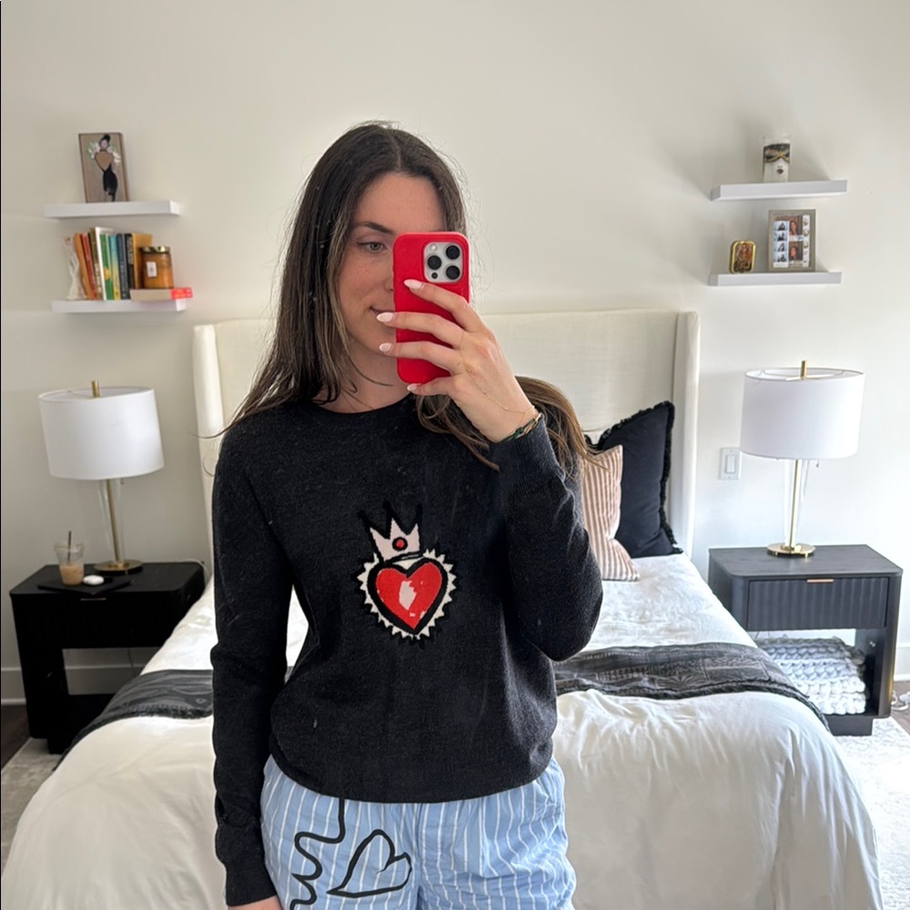 Black Heart Wool Top